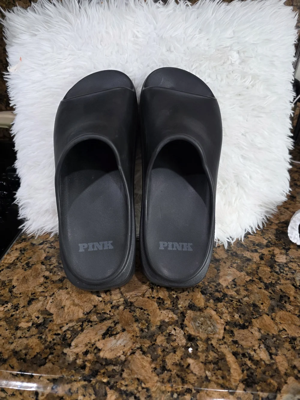 Victoria's Secret PINK Black Platform Slide Sandals
